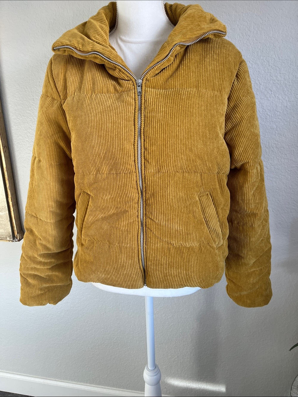 Ambiance Girls' Corduroy Puffer Jacket - Mustard